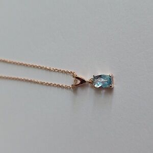 LEVIAN ROSE GOLD OVER SILVER BLUE TOPAZ PENDANT NECKLACE